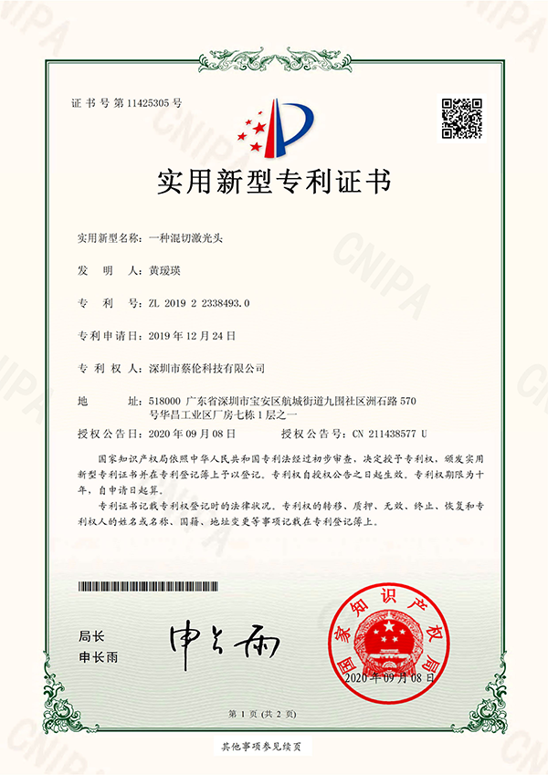 混切激光頭專利